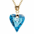 Wild Heart Pendant Aquamarine Gold Chain Made With Swarovski Elements